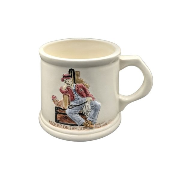 Norman Rockwell Coffee Mug 10oz Cup Asleep On The Job Hobby Artist Signed 1989 - Picture 2 of 4